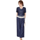 
La Chapelle 2025 new summer fashion denim wide-leg pants suit for women summer short-sleeved casual fashionable two-piece set for women blue L (recommended 105~115Jin [Jin equals 0.5 kg])