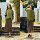 Olrain French Lazy V-Neck Streamer Sweater Loose's Femme's Automne Casual Top Yellow Green S