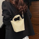 Korean new handbag food basket simple and versatile women's bag temperament and fashionable one-shoulder crossbody bucket bag rice white