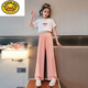 G.Duckkids Girls Straight Wide-Leg Hosen Sommer 2024 Neue Kindereis-Seidenmückenhose Dünne Hosen mittelschwerer Kinder Shake Hosen HL-1047 [Schwarz] 160 cm