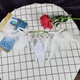 Open crotch lace men's pure desire sexy modified JJ set underwear feather decoration embroidered breathable open file thong white JJ set open style 100-140Jin Jin equals 0.5 kg