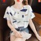 Pierre Cardin Coda de algodón puro Camiseta de manga corta para mujeres 2025 Summer Nuevo cuello redondo Camiseta coreana Camiseta de diseño superior Sense de diseño 869 Color s sugerido 95 Jin [Jin iguala 0.5 kg]