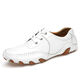 CARTELO genuine leather golf shoes lightweight men's shoes GOLF breathable waterproof anti-slip toe layer cowhide casual sports shoes white lace 42