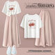 Dunran 140jin [Jin ist gleich 0,5 kg] Leicht fettes Frauenfleischabdeckung koreanischer High-End-großer Sommer-Dopamin-Rosa-Outfit lose T-Shirt Kurzärärmig A693T Hemd + rosa Hosen und Röcke Set S Vorschlag: 80-95jin [Jin gleich 0,5 kg]