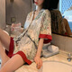 UKUHPKINS Spring and Automne Ice Silk Shek Shorts Shorts pyjamas Femme Femme Female Casual Clothing Set Yfy9905 [Silk Smooth and Cool] M [80-100jin suggéré [Jin est égal à 0,5 kg]]]