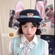 Zootopia Judy Rabbit Officer Flip-brim Hat Cute and Sweet Girly Heart Beret Cartoon Rabbit Ears Hat Judy Hat Children's Version (54CM)