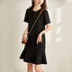 TOUCH MISS dress for women in summer new style, slim and round neck, casual and fashionable, high-end and versatile short-sleeved fishtail black dress, black (pre-sale) L