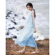 
Demana [Oro Holiday Style] Summer Laiser splicing fake two-piece sleeveless off-shoulder drip button cake for women's dress