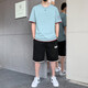 骆驼（CAMEL）男士短袖t恤夏季时尚冰丝运动套装休闲旅游轻便男装短裤搭配一套 6227白色+K201黑白边 M