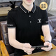 Playboy (PLAYBOY) short-sleeved T-shirt for men 2025 new summer new youth simple trend half-sleeved lapel Polo shirt clothes K12801 khaki 2XL