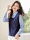 QIAFAN French contrasting color splicing fake two-piece striped shirt for women Autumn and Winter 2025 new temperament age-reducing inner top Navy blue splicing stripes [High quality version] S