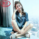 
LangSha high-end ice silk pajamas women's short-sleeved shorts brand two-piece suit summer thin cardigan real home clothing 3899 light gray L (100-118Jin[Jin equals 0.5 kg])