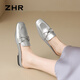 Zhr Baotou Slippers for Women the Summer Nettoying Half Drag Les femmes portent des sandales françaises et des chaussures de femmes en une partie AH681 Silver 36