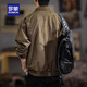 ROMON jacket men's American retro pilot autumn and winter loose trendy handsome casual plus velvet style men's work jacket coffee L (suitable weight 130-145Jin Jin equals 0.5 kg)