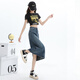 真维斯牛仔半身裙女2025夏季新款高腰显瘦开叉a字中长款复古包臀裙子女 3878白色 XS