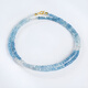 COASZE Qingya Aquamarine Necklace Women's 18k Gold Beaded Necklace Clavicle Chain Colorful Gift for Girlfriend Aquamarine Necklace 40cm