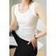 
Women's vest with a suit spring and summer base shirt, beautiful and white sleeveless cover-up breasts, long suspender top, Yu-1050[White] M