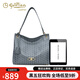 Goldlion leichte Luxus Retro Frauenbeutel Bucket Bag 2025 Neue Kapazitäts -Umhängetasche Mode Pendler -Achselhöhlen -Tasche Trendy Schwarz