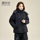 Snow Flying Down Jacket Women's Short Hooded Winter New Basic Small Bread Jacket Warm Thick Jacket Black M