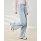 
IEF/Aiyifu pants 2025 summer new Korean version sweet girl style bow printed denim wide-leg pants denim blue M