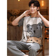 Jin Chong Datong pajamas 12-15 years old men's short-sleeved trousers in summer teenagers 15-16-17 years old junior high school students set bright yellow 3527 gray three-frame short-sleeved trousers 170 Standard version - men's L size 160-170C
