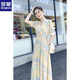 
ROMON (ROMON) 2025 summer new chiffon floral dress with female temperament goddess style skirt with high waist waist slim long skirt color M Suggestions [100-115Jin [Jin equals 0.5 kg]]