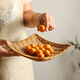 Retro Imitation Rattan Fruit Plate Snack Basket Square Dessert Plate Tray Living Room Coffee House Snack Basket Small Size (20CM*20CM)