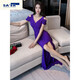 Mgtces Nightclub sexy Kleid rein und sexy Nachtclub Schlitz Langer Rock Abendkleid Frauen 2025 neuer Stil schwarz 3882 m