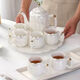Cool season light luxury high-end housewarming ceramic water set tea cup household tea set Nordic living room teapot cup water cup complete set pearl high-end white 6 cups