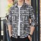 
KMKA men's long-sleeved shirt men's summer thin ice silk outfit spring and summer Hong Kong style casual versatile shirt trendy Korean version 6169 black L 110-125Jin [Jin equals 0.5 kg]