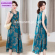 Kamusen Summer Cotton Silk Robe d'âge moyen de la mode en coton artificiel