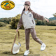 G.DUCKKIDS girls spring and autumn suit 2024 new big children's girls' clothing fashionable sports two-piece set children's girls autumn clothes BQ1396 gray [coat + pants] 140cm