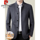 Pierre Cardin high-end light luxury wool jacket for men spring and autumn dad Chinese style stand collar tunic casual woolen jacket for men navy 3F013 XL 180 recommended 140-160 Jin Jin equals 0.5 kg