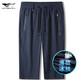 Seven Wolfs High-end Cool Men's Cropped Pants Summer Thin Quick-Dry Loose Casual Ice Silk Medium Pants Men's Sports Shorts 59 K659A Cropped Pants Royal Blue M -90-120Jin [Jin equals 0.5 kg]