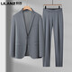 LiLang Men's Suit Suit 2025 Spring and Autumn New Style Business Casual Fashion Formal Suit Jacket Blue (Top + Pants) 185D (170)