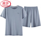 浪莎（LangSha）男士睡衣夏季短袖莫代尔冰丝薄款加大码休闲简约夏天男家居服套装 WT6174 L 男款【100-125斤】