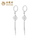 Lao Fengxiang PT950 Platinum Dreamweaver Four-leaf Clover Earrings Women's Tassel Anniversary Birthday Gift for Girlfriend and Wife PT950 Platinum Wound Four-leaf Clover Earrings Approximately 3.7g Brand Gift Box
