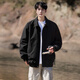 IZEXX lapel coat men's autumn Barn style trendy casual tops loose youth jacket HZ10 amber black L