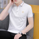 
Hailan special offer summer clothing solid color lapel short-sleeved T-shirt men's trendy versatile casual loose top young man leads half QY683 black 2XL