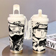 Naruto Thermos Cup para que los estudiantes vayan a la escuela para tazas de agua de gran capacidad para nuevas tazas de café con bebidas dobles, apariencia alta, blanca - taza de café - HST3523 Sasuke + con acero inoxidable 316