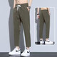 GXG.1978 summer men's trousers slim casual pants men's thin straight long pants youth suit pants business trousers 718 black L