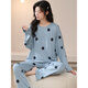Pajamas modal pour les femmes Modal Large taille 200 Jin [Jin est égal à 0,5 kg] Fat à manches longues pantalons vêtements de maison Spring and Automne Thin Ice Silk Casual Casual Suit 3882 5xl (200-220 Jin [Jin est égal à 0,5 kg]))