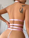Europa y americana NUEVA CADENA METAL DE METAL Sexy y sexy ropa interior recolectada ropa interior de liga Temptation traje de mujeres Rose Red S