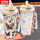 THERMOS Simple Butterfly Thermos (THERMOS) Stainless Steel Portable Double Drinking Coffee Cup 2025 New Women's Straw Water Cup High-Precision BW1047 Silver Butterfly + Hanging Rope