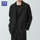 ROMON suit men's spring and autumn trendy loose lapel business single suit casual small suit jacket black XL