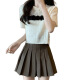 Hang Xindong Camiseta de hombro de manga corta para mujeres Sweter huecas de seda de seda de hielo de verano para mujeres Diseño de nicho de top 9767 único de albaricoque, un tamaño (70-125 Jin [Jin equivale a 0.5 kg] se puede usar)