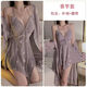 Lackiertes Kissenschlafen (Huazhenmian) Kleid mit rosigem samtigem gedrucktem Schmetterling Deep V Verwirrung und gepolstertem Gefühl Nachthemd mit Halsrobe und Heimkleidung 4102 3879 Taro Purple (Außengewand + Gürtel) All Size