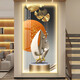 CLCEY Hongyun Dangtou light luxury LED entrance entrance hall decoration painting corridor corridor hanging painting simple modern feel CN-6296-Hongyun Dangtou 120*240 noble black border intelligent insert le