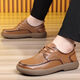 Lee Xiang International Light Luxury Brand Punched Breathable Outdoor Stroll Shoes Wear-resistant Beef Tendon Sole Hollow Men's Casual Leather Shoes Genuine Black Leather Shoes (Single-layer Cowhide) 38
