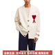 AMIPARISFW23经典爱心字母V领长袖针织开衫男女同款毛衣白色 米色 XL